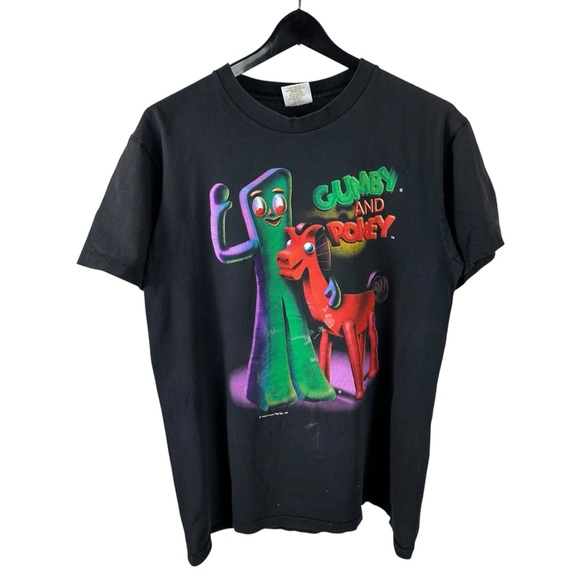 Vintage 1996 Gumby & Pokey Shadow Cartoon Promo Graphic Black Shirt Size L - Picture 1 of 10